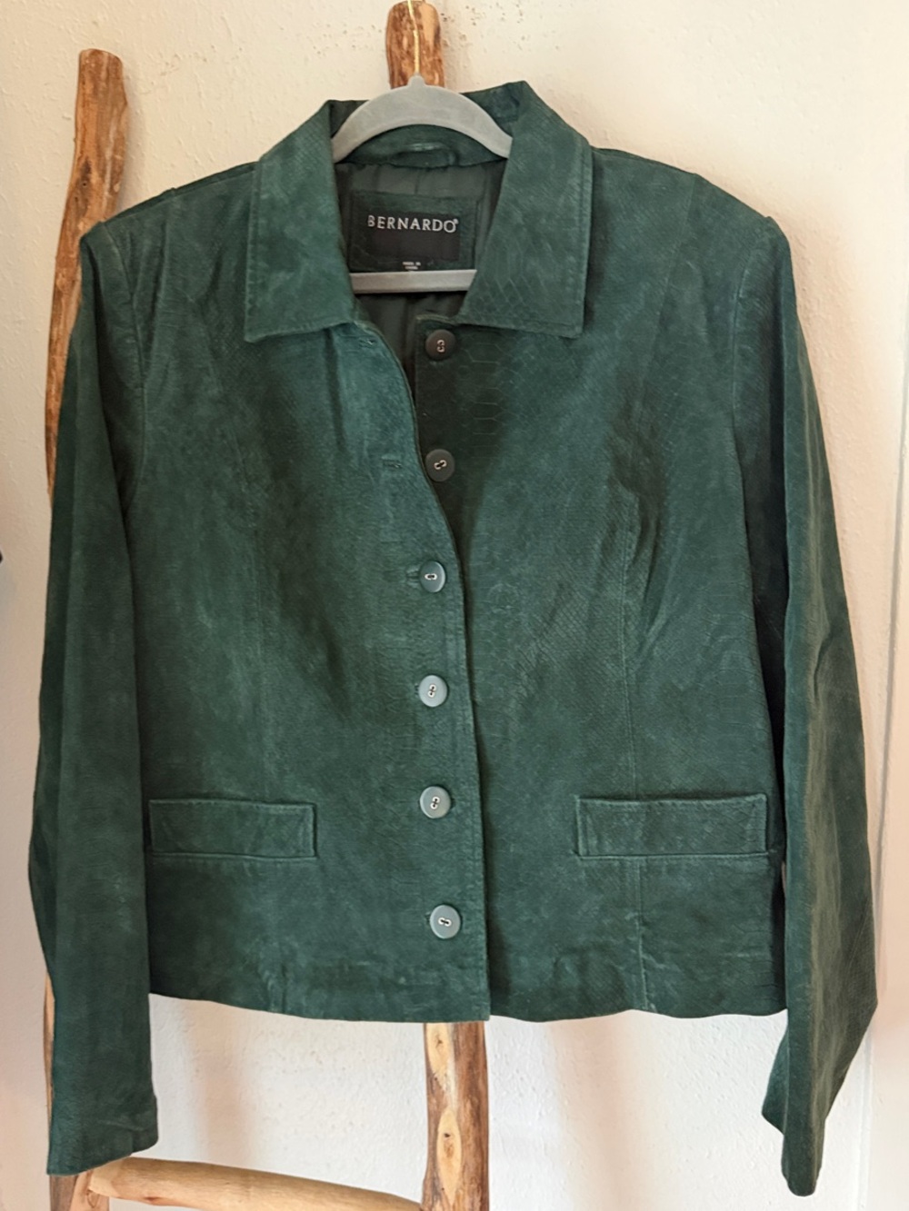 Bernardo Forest Green Suede Button-Front Jacket 2XL